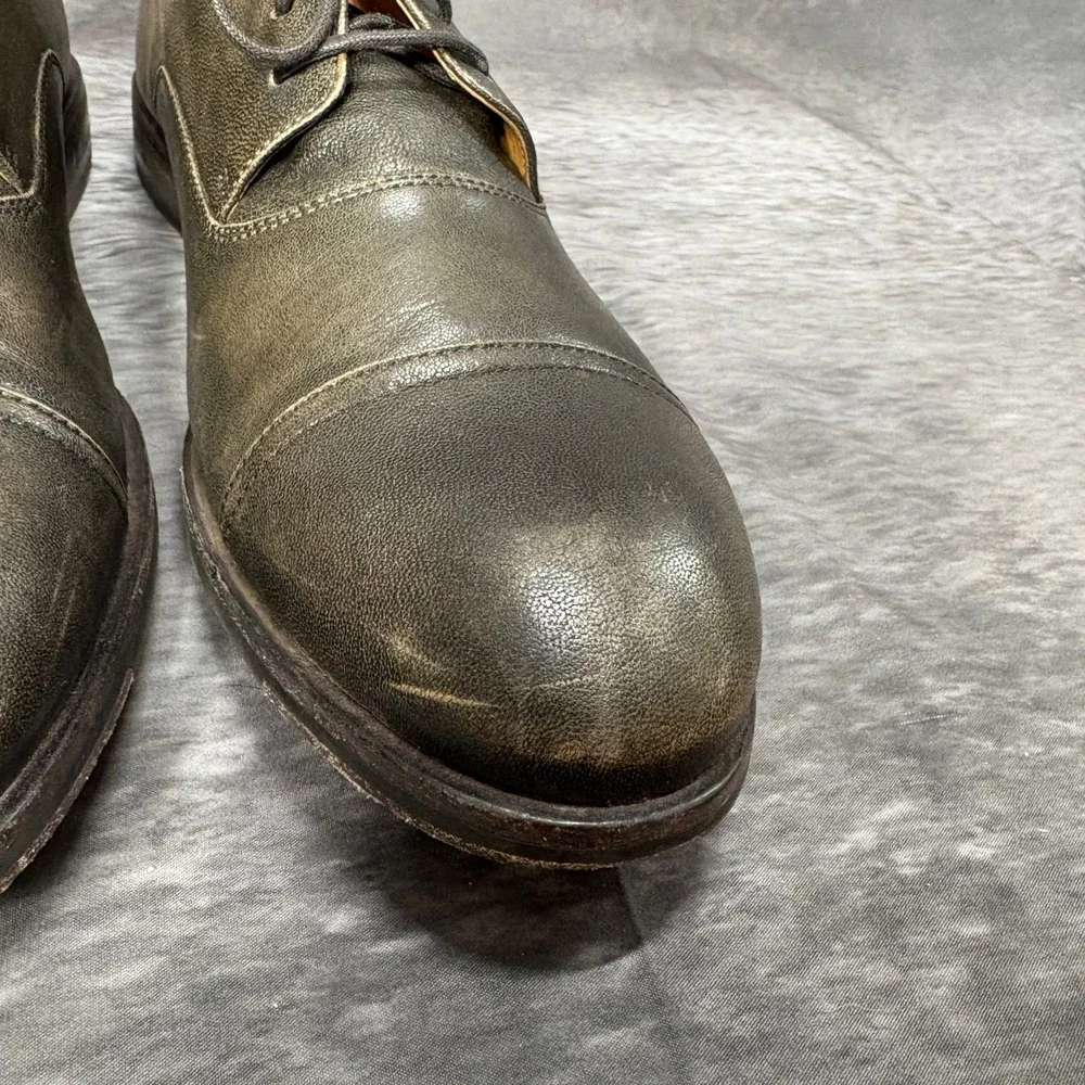 Frye Cap Toe Oxford Derby Dress Shoes Mens 13 Distressed Dark Brown Leather